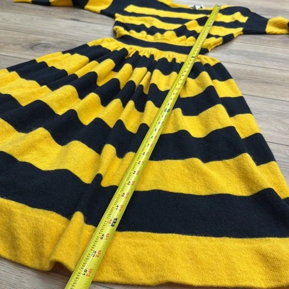 Vintage Nicole Miller Wool Bumblebee Stripe Midi Dress Sweater‎ Statement Twee - Picture 10 of 12